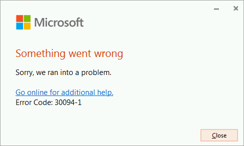 Error code 30094-4 installing Office