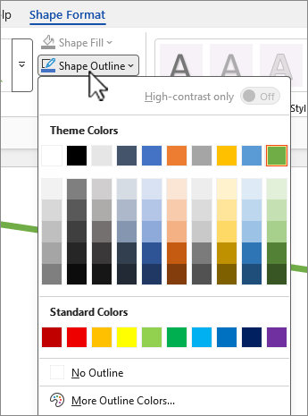 Screenshot of Shape Outline color gallery.