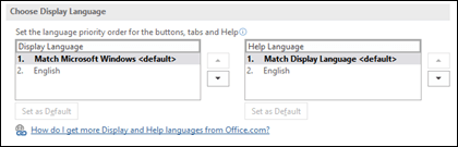 The dialog that allows you to select the language that Office will use for its buttons, menus and help.