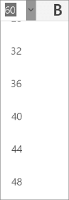 Font size menu in PowerPoint for Windows Mobile