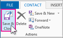 Screenshot shows the Save & Close option selected.