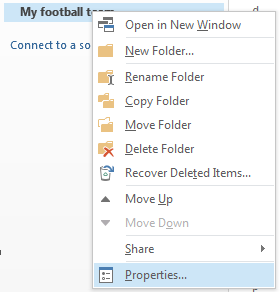 Right-click the new folder, and then select Properties.