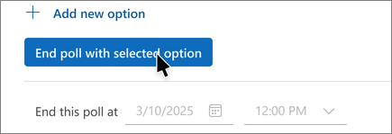 Organizers view of a scheduling poll with end poll button