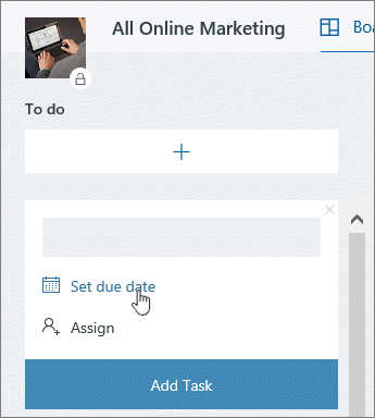 Select Set due date in the new task form