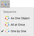 The choices you see on the Effect Options menu vary depending on which animation effect has been selected.
