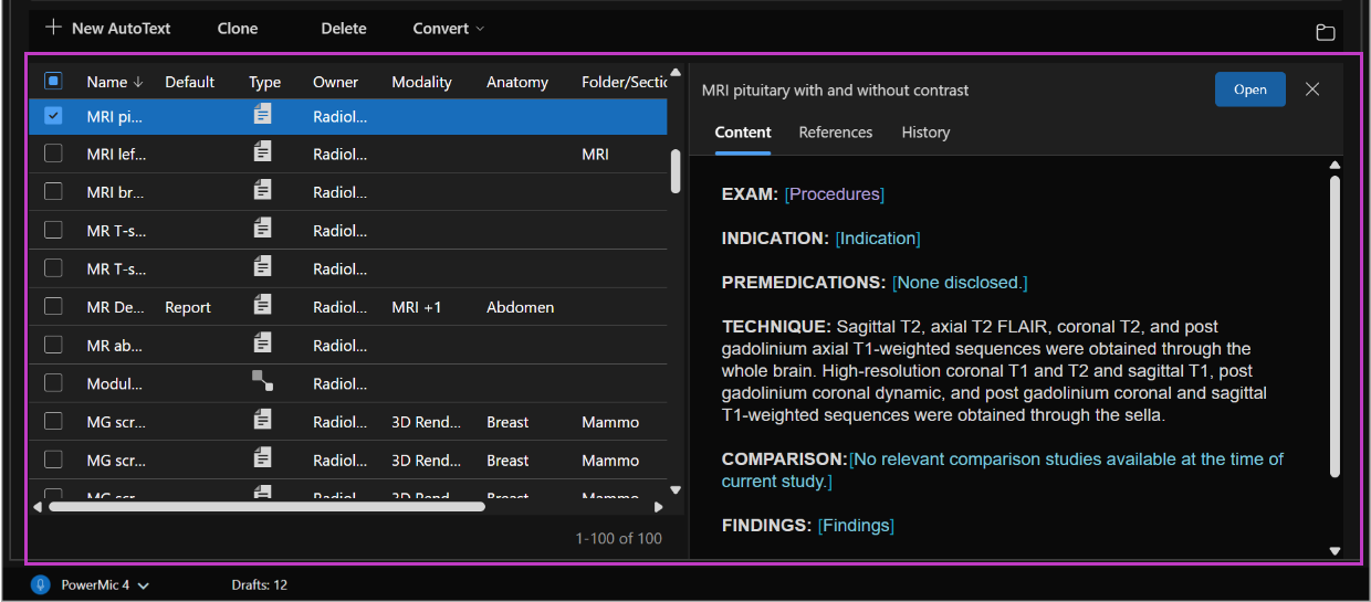 Image highlighting Search results and Preview pane in AutoText Editor.