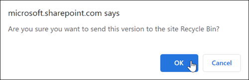 OK confirmation dialog to delete all versions of the selected file or item