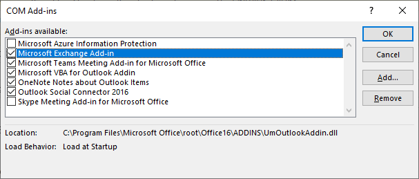 Outlook coms add-in window is open.
