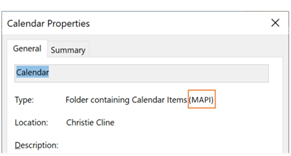 Screenshot of Calendar Properties