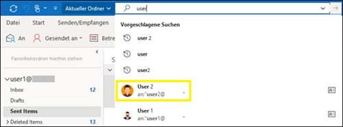 No results in Outlook using suggested searches