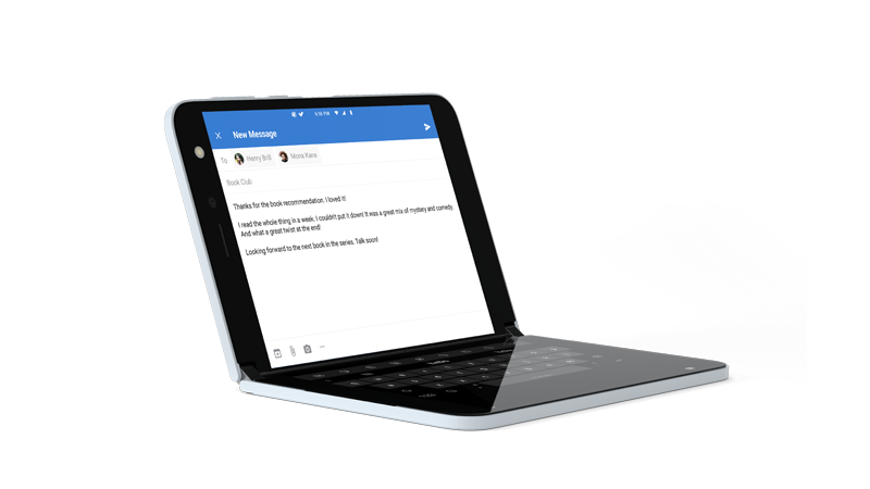 Outlook open with full-screen keyboard