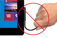 Screenshot that shows tugging on cord to unplug.