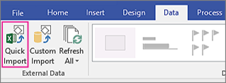 Data tab, Quick Import button
