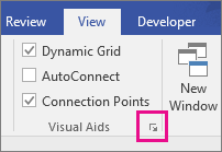Screenshot of the launcher for the Snap & Glue dialog box in Visio 2016