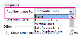 Screenshot showing how to select None to eliminate line jumps from connector lines.