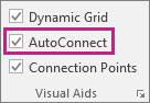 Screenshot showing how to Select or clear AutoConnect on the View tab to activate or deactivate AutoConnect.