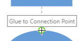 Screenshot showing the Glue the connector to a connection point on the second shape.