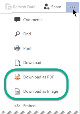 Screenshot showing the In Viewing mode, the Download options are available at the top of the window on the ellipsis menu.