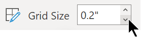 Screenshot showing the in View tab, you can adjust the size of the grid.
