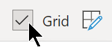 Screenshot showing in the view tab, you can toggle the display of gridlines on or off.