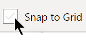 Screenshot showing in the View tab, you can turn snap to grid on or off.