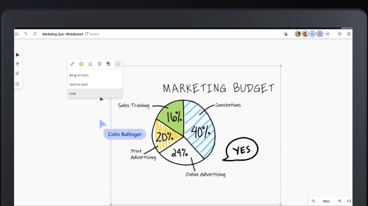 You can now lock objects to the whiteboard canvas.