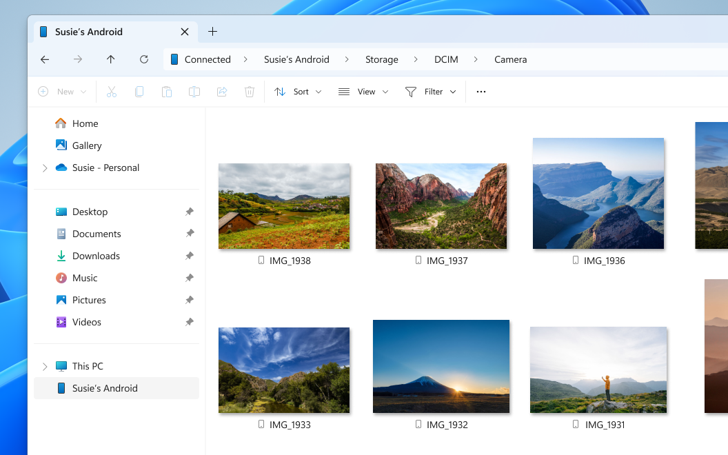 Linked Mobile device Photos in File Explorer