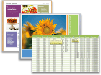 Examples of Office templates for documents, presentations, and spreadsheets