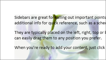 Example of a picture behind a block of text