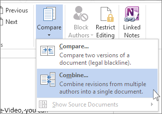 The Combine command on the Compare menu