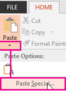 Paste Special menu