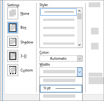 Page border settings