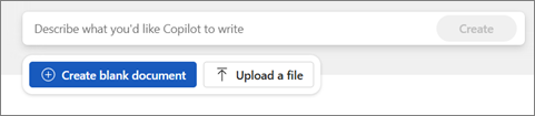 Create blank document button in Word for the web.