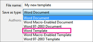 Save document as a template