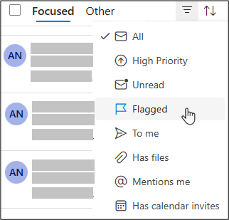 Screenshot flag email on outlook web