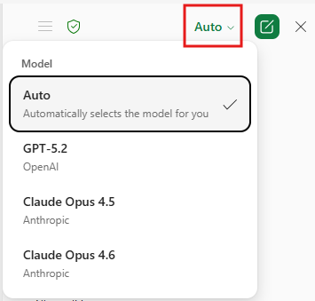 Use the model picker to choose between AI models