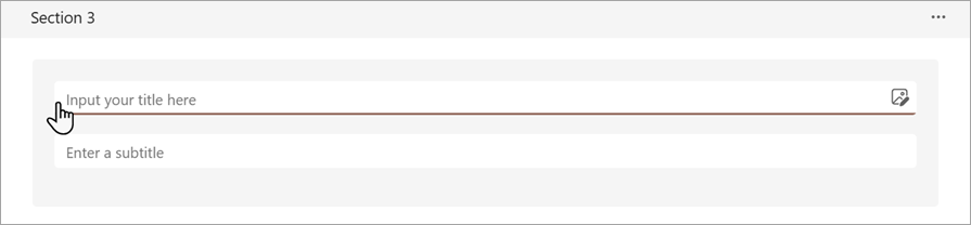 Screenshot showing where you can enter a new title in a form or quiz.