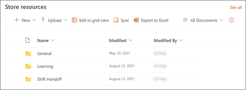 Screenshot of Document library webpart