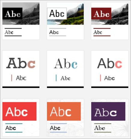 Screenshot of Sway design thumbnails.