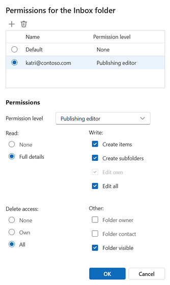 Permissions for folder