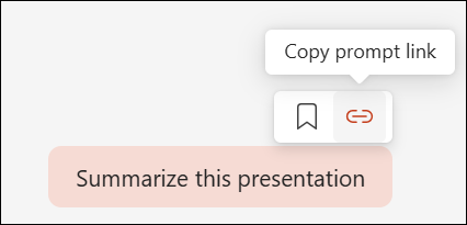 Shows a Copilot prompt, with the cursor hovering over it exposing a little menu at the top right that includes the button for "Copy prompt link".