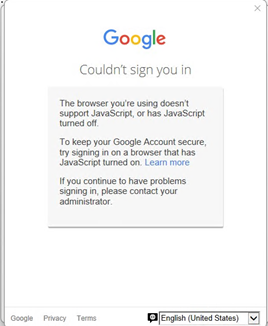 Browser error: The browser you’re using doesn’t support JavaScript