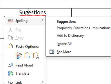 Check spelling - menu