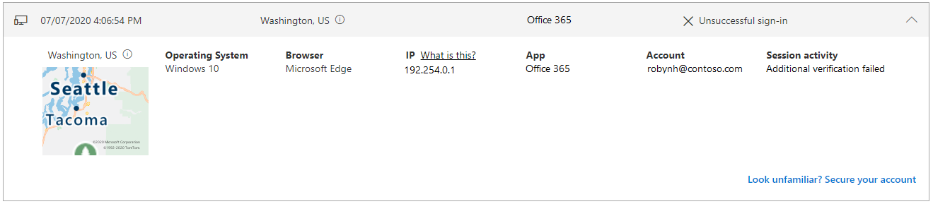 Unsuccessful sign-in tile