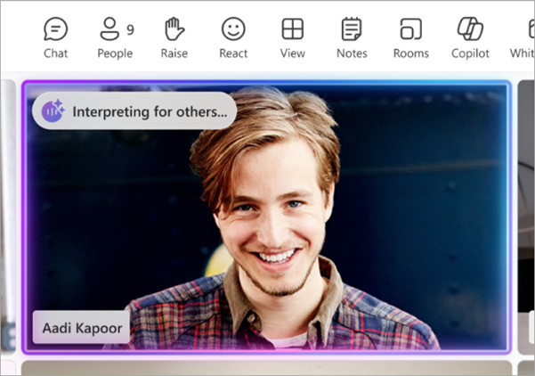 Screenshot showing Interpreter indicator that someone is still listening to an interpretation.