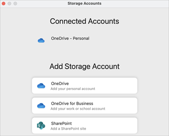 Select a Storage Account from the options on the dialog box