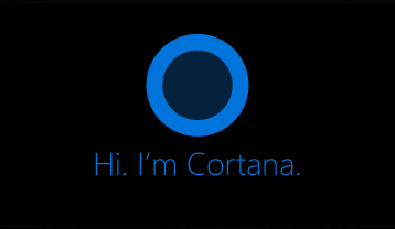 Cortana logo and the words "Hi. I'm Cortana."