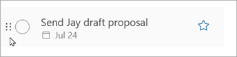 Select and hold the dots on the task and slide the task up or down the list to reorder.