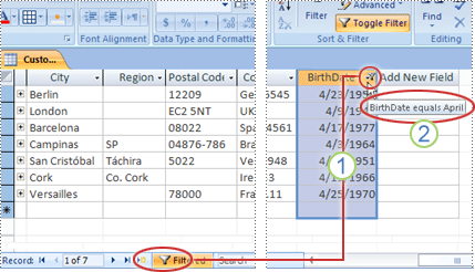 BirthDate filtered for April
