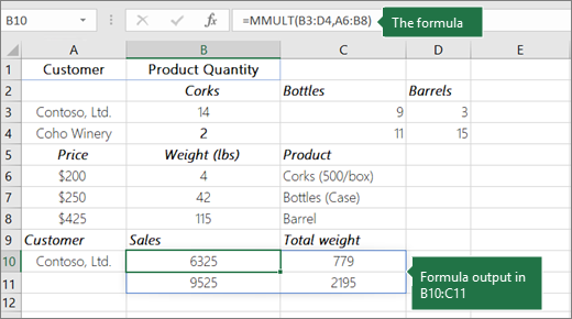 MMULT function- Example 2